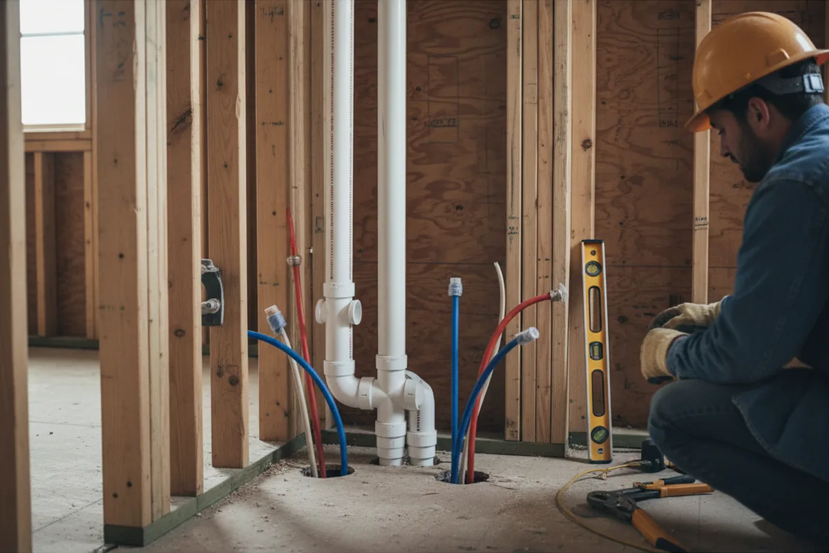 Drain and supply rough-in during Toilet Repair and Installation in Easton